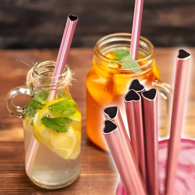 Romantična rožnata slamica s srcem za večkratno uporabo | HEARTSTRAW